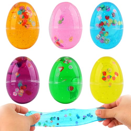 Schleim Kinder, SilverChry 6 Stück Ostergeschenke Kinder, Schleim Eier Set, Ostern Geschenk, Antistress Spielzeug für Erwachsene und Kinder von SilverChry