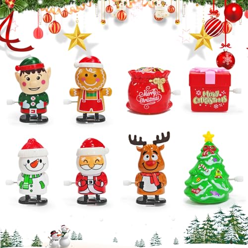 SilverChry Christmas Wind Up Toy, 8 Stück Weihnachts Aufziehspielzeug, Aufziehspielzeug Weihnachten, Aufziehspielzeug Blech Weihnachten für Weihnachtsstrümpfe Und Geschenktütenfüller von SilverChry