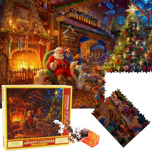 SilverChry Weihnachten Puzzle 1000 Teile, 70 x 50 cm Puzzle 1000 Teile Erwachsene, Erwachsene Weihnachtspuzzle, weihnachtspuzzle 1000 Teile, Puzzle 1000 Teile Weihnachten Winter von SilverChry