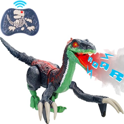 Silvergear® RC Dino Spielzeug | Dinosaurier Spielzeug | Realistische Bewegungen, Licht-, Sound- und Raucheffekte | Elektrischer Dino Therizinosaurus | 46x21,5x18,5 cm | Grün von Silvergear