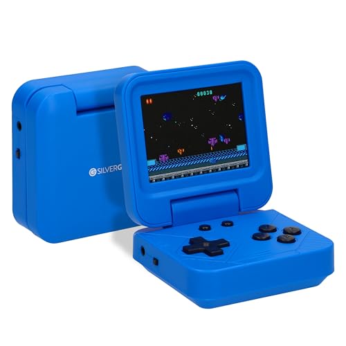 Silvergear® Retro Handheld Spielkonsole in Blau | Faltbare Mini-Konsole mit 240 Klassischen Spielen | 2,8 Zoll Farbdisplay | Tragbare Spielekonsole für Unterwegs von Silvergear