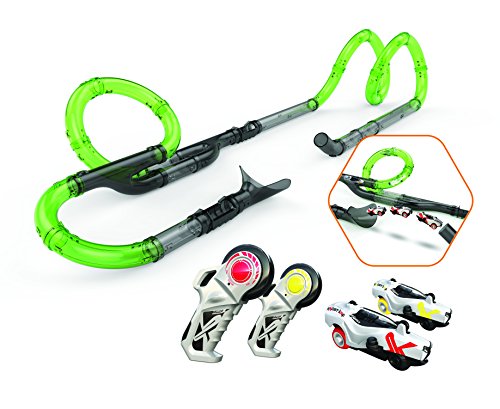 Silverlit EXOST Loop RC 20232 Infinity Racing Set by, 2 Auto inkl. Lichteffekten, 27 Bauteile, Rennbahn, individualisierbares Klicksystem, Autorennstrecke mit Loopings, grün, ab 5 Jahren von Silverlit