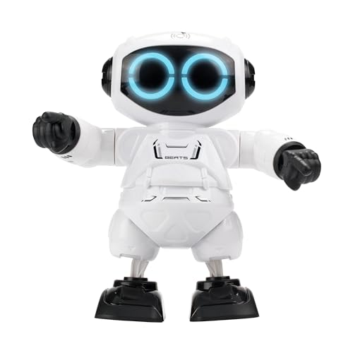 YCOO 88587 ROBO Beats by Silverlit, Tanzender Roboter, Ton-und Lichteffekten, berühre seinen Kopf und er beginnt zu tanzen, 18,5 cm, weiß, ab 3 Jahren von Silverlit