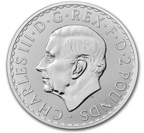 2023 Silver Britannia 999 28,3 g Münze | King Charles | 999 Pure Fine Silver BU | präsentiert in Premium Quadrat Kapsel | authentisch und mit Sorgfalt behandelt von Silvern Metals