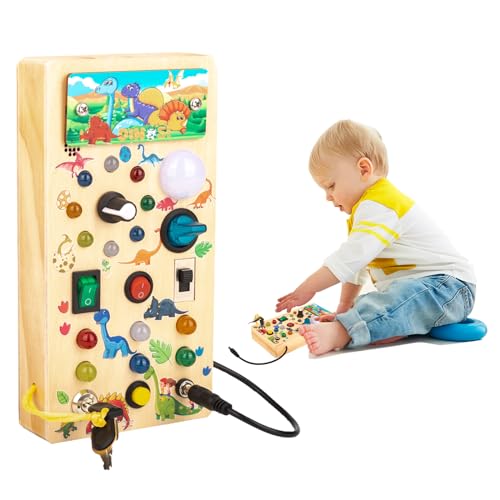 Silvotek Montessori Spielzeug Baby – Busy Board mit LED-Leuchttasten Motorikspielzeug, Activity Board Weihnachts & Geburtstagsgeschenk für 2–6 Jahre Alte Säuglinge und Kleinkinder von Silvotek