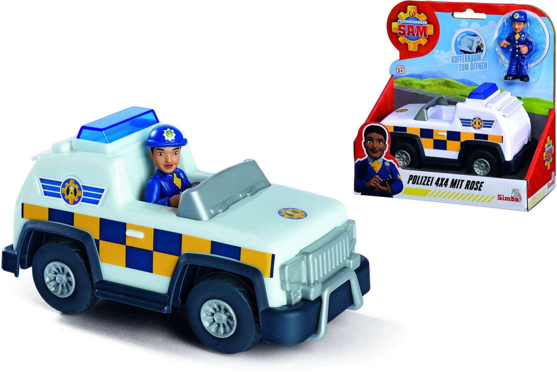 Polizeiauto &  Rose Figur Feuerwehrmann Sam von Simba Toys