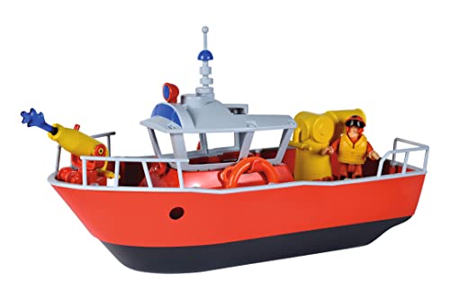 SIMBA - Feuerwehrmann Sam Titan Feuerwehrboot, 32 cm, mit Sam Actionfigur, ab 3 Jahren von Simba