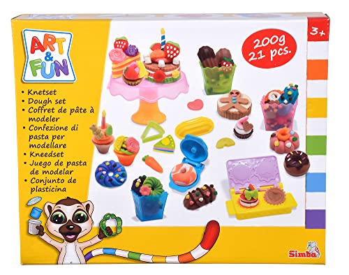 Art and Fun Knetset Süßwarenladen, 4X 50g Knete, Spritze, Ausstechformen, 3D Förmchen, 21 Teile, Zubehör, ab 3 Jahre Art and Fun Knetset Süßwarenladen, 4X 50g Knete, Spritze, Ausstechformen, 3D Förmchen, 21 Teile, Zubehör, ab 3 Jahre von Simba