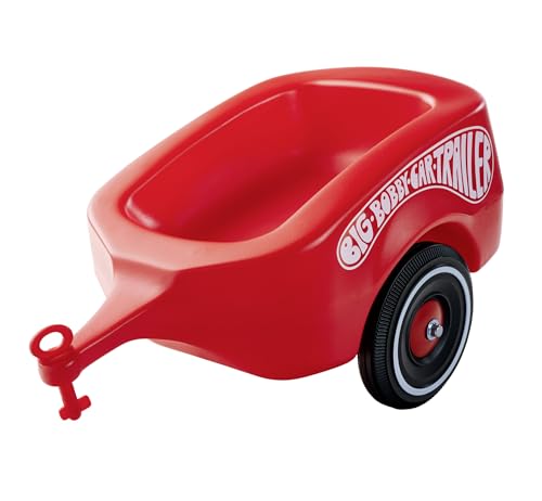 BIG-Bobby-Car Trailer Rot - Anhänger für drinnen und draußen, für das BIG-Bobby-Car und die -Scooter, bis 25 kg, für Kinder ab 1 Jahr von BIG Spielwarenfabrik