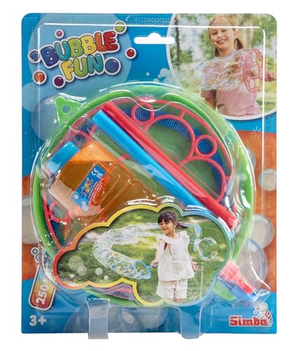 SIMBA 107286191 Bubble Fun Riesenseifenblasen-Set, 2 Ringe D:18cm, 250ml Lauge, ab 3 Jahren von Simba