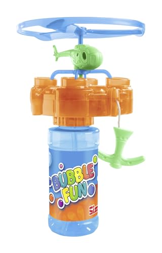 SIMBA 107286194 Bubble Fun Seifenblasen-Hubschrauber, Starter mit Seilzug, Rotor D:10cm, 118ml Lauge, ab 3 Jahren von Simba