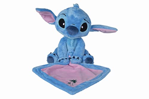 Disney - Stitch with Comforter 25cm, Kuscheltuch, ab 0 Monaten, Einheitsgröße, Blau, Pink von Simba