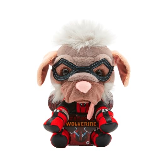 Dogpool Plüsch-Figur (26 cm) - detailliertes Superhelden-Plüschtier aus dem MARVEL Studios Film Deadpool & Wolverine, Spielzeug für Fans & Sammler ab 15 Jahre, Rot, Schwarz von Simba