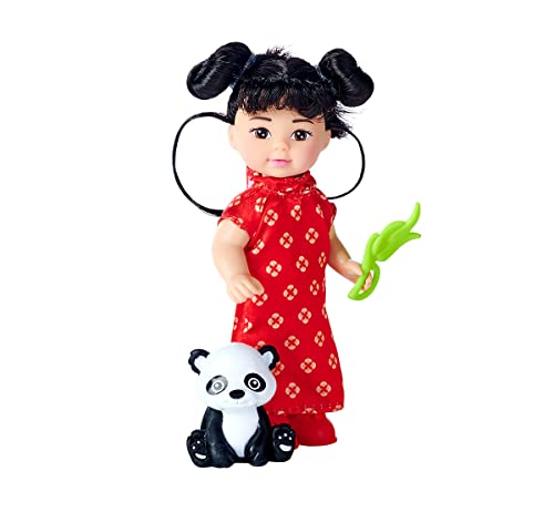 Simba 105733568 - Evi Love Animal World, Puppen im süßen Outfit, Elefant, Giraffe oder Panda, Minipuppe 12cm, 3-Fach Sortiert, es wird nur ein Artikel geliefert, ab 3 Jahren von Simba