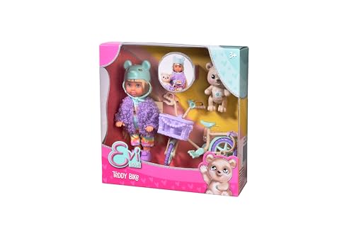 Evi Love Teddy Bike, Spielpuppe mit Einer Flauschigen Jacke, mit Bärenhelm, Schuhe, Fahrrad und Teddy, 12cm, ab 3 Jahren Evi Love Teddy Bike, Spielpuppe mit Einer Flauschigen Jacke, mit Bärenhelm, Schuhe, Fahrrad und Teddy, 12cm, ab 3 Jahren von Simba