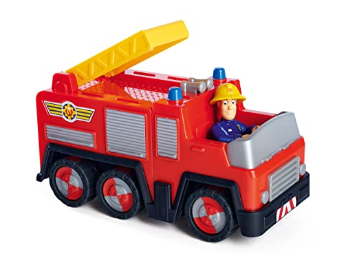 Simba 109252505 - Feuerwehrmann Sam Jupiter, kindliche Version, mit Figur 7cm, Spielzeugauto 17cm, Feuerwehrauto, ab 3 Jahren, Gelbe von Simba