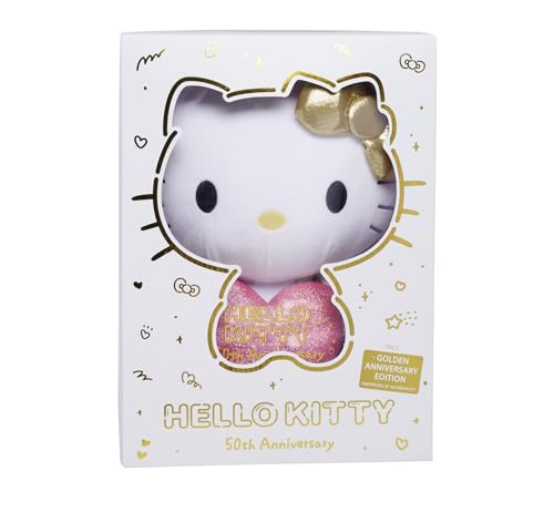 Simba 109280151 Hello Kitty Kuscheltier (30 cm) - Sanrio Plüsch-Figur als 50 Jahre Sonder-Edition mit Jubiläums-Geschenkbox & Zertifikat, für Erwachsene & Kinder ab den ersten Lebensmonaten von Simba