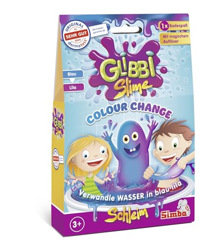 SIMBA 105953984 Glibbi Color Change Slime, Pulver verwandelt Wasser in blauen Schleim, beim Auflösen Farbwechsel (zu violett), 150g, ab 3 Jahren von Simba