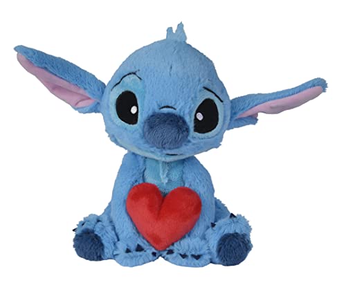 SIMBA 6315876995 Disney Lilo & Stitch, Kuscheltier mit Herz, Valentinstag, Liebe, 25cm, Blau und Rot, ab 0 Jahren von Simba