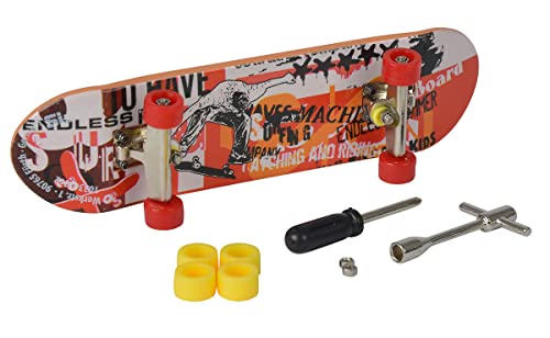 Simba 103306083 - Finger Skateboard, 6-fach sortiert, es wird nur ein Artikel geliefert, 9cm, Anti Stress, Fingerboard, Finger Scooter, mit Zubehör, ab 5 Jahren von Simba