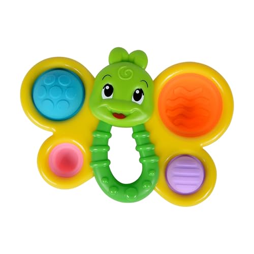 Simba 104010007 - ABC Lustiger Schmetterling, mit 4 weichen Ploppern in bunten Farben, 14cm, Beißring, Babyspielzeug, ab 10 Monaten von Simba