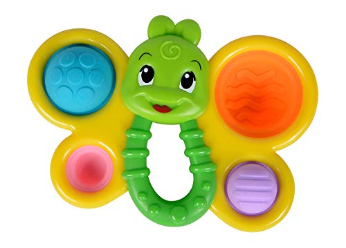 Simba 104010007 - ABC Lustiger Schmetterling, mit 4 weichen Ploppern in bunten Farben, 14cm, Beißring, Babyspielzeug, ab 10 Monaten von Simba
