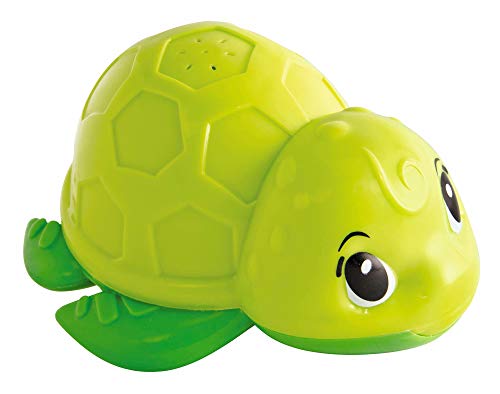 Simba 104010013 - ABC Badeschildkröte 11 cm, schwimmt und spritzt kleine Fontäne, Babyspielzeug, Badewannenspielzeug, ab 12 Monate, Aur Englisch, Grün ( ohne Akku ) von Simba