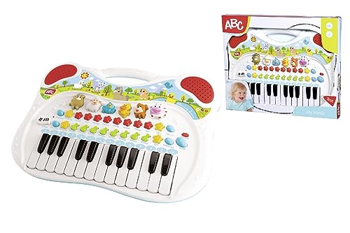 Simba 104010044 - ABC Tier Keyboard, mit verschiedenen Sounds, Tierlaute, Tragegriff, 38x32cm, Babyspielzeug, süße Tiermotive, Kinder Musik, Melodie, ab 3 Jahren von Simba