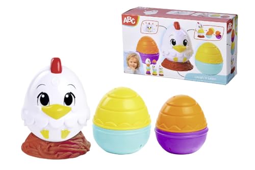 Simba 104010184 - ABC Stapelhühnchen, Roly-Poly Hühnchen mit Eiern zum Stapeln, Ineinanderstecken, Matroschka, Nest für Halt, 11cm, ab 12 Monaten von Simba