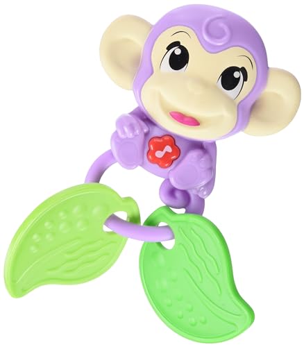 Simba 104010192 - ABC Affen Musikrassel, 2 sensorische Elemente, mit Musikfunktion, 17cm, Babyspielzeug, ab 6 Monate von Simba