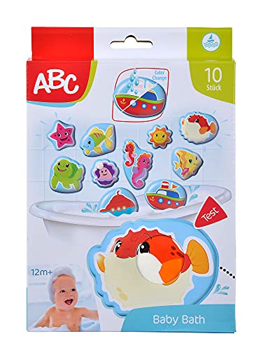 Simba 104010196 - ABC Magisches Badepuzzle, Badesticker, 10 Stück, 10cm, Haften am Badewannenrand, Badespaß, bunte Motive, Farbwechsel, Badewannenspielzeug, ab 12 Monaten von Simba