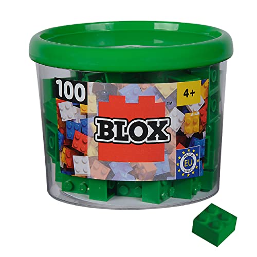 Simba 104114532 - Blox, 100 grüne Bausteine für Kinder ab 3 Jahren, 4er Steine, in Dose, hohe Qualität, vollkompatibel mit vielen anderen Herstellern, grün von Simba