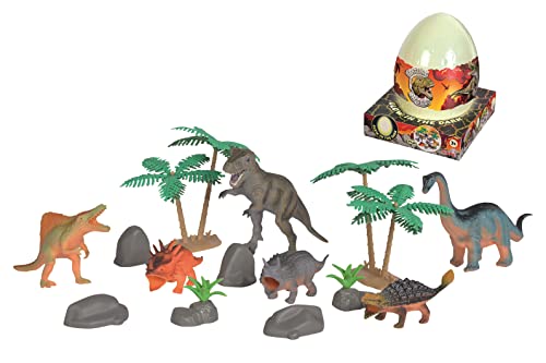 Simba 104342428 - Dinosaurier Dino-Ei, 14 Teile, 6 Dinos, 8 Zubehörteile, mit Glow in the Dark, 20cm, ab 3 Jahre von Simba