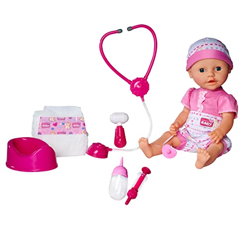 Simba 105032355 - New Born Baby mit Doktor Zubehör, Vollvinylpuppe mit Trink- und Nässfunktion und viel Zubehör, Stethoskop mit Soundfunktion, 38cm, ab 3 Jahren Simba 105032355 - New Born Baby mit Doktor Zubehör, Vollvinylpuppe mit Trink- und Nässfunktion und viel Zubehör, Stethoskop mit Soundfunktion, 38cm, ab 3 Jahren von Simba