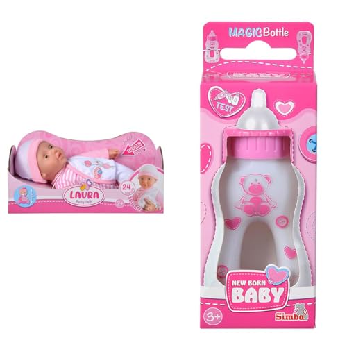 Simba 105140020 - My Love Baby Talk, Weichkörperpuppe & 105560013 - New Born Baby Magisches Milchfläschchen, Milchflasche mit verschwindender Milch, 13cm von Simba