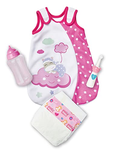 Simba 105400001 - Laura Gute Nacht Babyzubehör, Schlafsack, Zahnbürste, Windel, Flasche, für 30-38cm Puppen, 4 Teile, Puppenkleidung, Puppenzubehör, ab 3 Jahren, Rosa von Simba