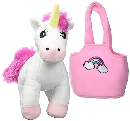 Simba 105560064 - Steffi Love Girls Plüsch Einhorn mit Tasche, mit Klettverschluss, Unicorn 28cm, ab 3 Jahren von Simba