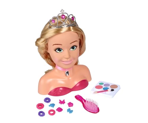 Simba 105560177 - Steffi Love Girls Prinzessin Schmink-& Frisierkopf, Stylingkopf mit Make-Up, 5x Haarclips, 4x Haargummis, Bürste und Prinzessin Tiara, über 15 Teile, 26cm, ab 5 Jahre von Simba