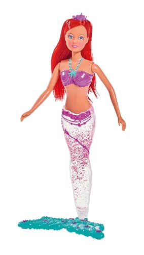 Simba 105733049 - Steffi Love Light & Glitter Mermaid, Steffi als Meerjungfrau, mit magischem Glitzer, bunt leuchtende Schwanzflosse, Ankleidepuppe, 34cm, für Kinder ab 3 Jahren von Simba