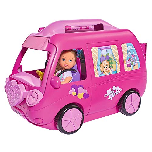 Simba 105733275 - Evi Love Ferienspaß Wohnmobil, Aufklappbares Wohnmobil, Mit über 40 Teilen, Puppe 12cm von Simba