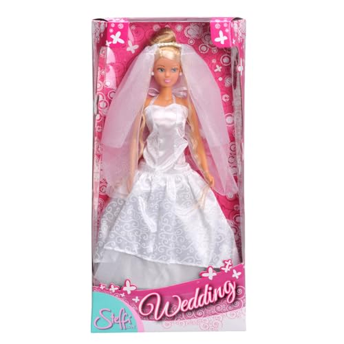 Simba 105733414 - Steffi Love Wedding Derma, 2-fach sortiert, es wird nur ein Artikel geliefert, Spielpuppe im wunderschönen Hochzeitskleid, 29cm, ab 3 Jahre, Weiß von Simba