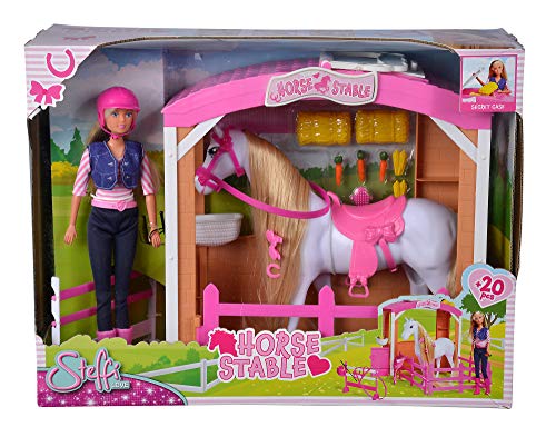 Simba 105733527 - Steffi Love Horse Stable, Großer Pferdestall mit Steffi im Reitoutfit, Pferd und viel Zubehör, 29cm, Für Kinder ab 3 Jahren geeignet von Simba