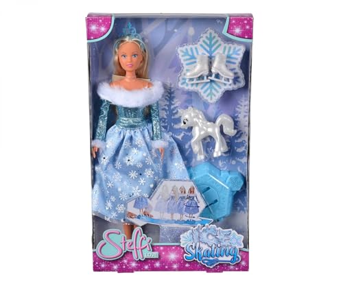 Simba 105733631 - Steffi Love Ice Skating, Spielpuppe als Winterprinzessin mit magischer Schlittschuh-Plattform und kleinen Einhorn, 29cm, ab 3 Jahren von Simba