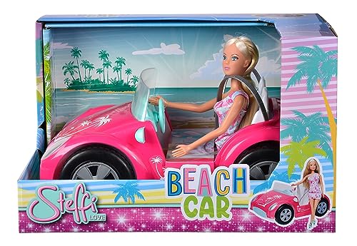 Steffi Love Beach Car, Spielpuppe im coolen Sommeroutfit mit Strandbuggy, 29cm, ab 3 Jahre von Simba