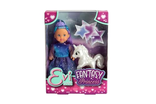 Evi Love Fantasy Princess, Puppe in einem märchenhaften Kleid mit glitzerndem Einhorn, 12cm Spielpuppe, ab 3 Jahren von Simba