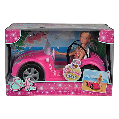 Simba 105738332 - Steffi Love Beach Car, Steffi im Sommeroutfit, mit Auto, Ankleidepuppe, 29cm, für Kinder ab 3 Jahren von Simba