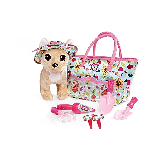 ChiChi Love Happy Gardening, Chihuahua Plüschhund mit Gartenhut, süßer Gartentasche und 6 Teile Gartenwerkzeug, 20cm, ab 3 Jahren von Simba