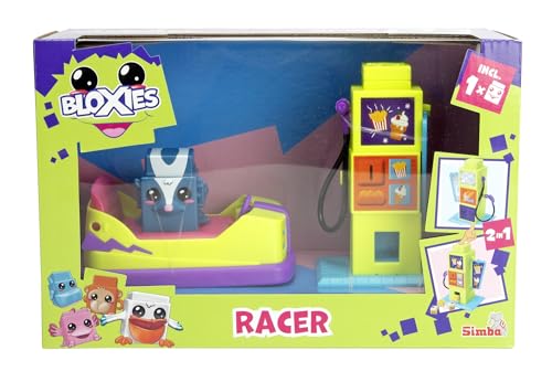 SIMBA 105952629 – Bloxies Fahrzeug Spielset, mit Press and Go Funktion, 12cm, 2-in-1 Ladestation und Snack Automat, 1 Bloxie-Figur, ab 3 Jahren von Simba