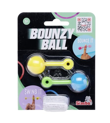 SIMBA 105952679 Bounzyball Doppelpack, 3-Fach Sortiert, es Wird nur EIN Artikel geliefert, Gummi-Trickball mit Gummischnur und Fingerschlaufe, D:2,5cm, ab 5 Jahren von Simba