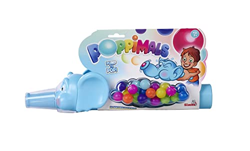 Poppimals Elefant Ballkanone (35 cm) - witziges Kinderspielzeug ab 3 Jahre, blaue Kanone mit 20 bunten Bällen, mit Pumpmechanismus und Silikonrüssel von Simba